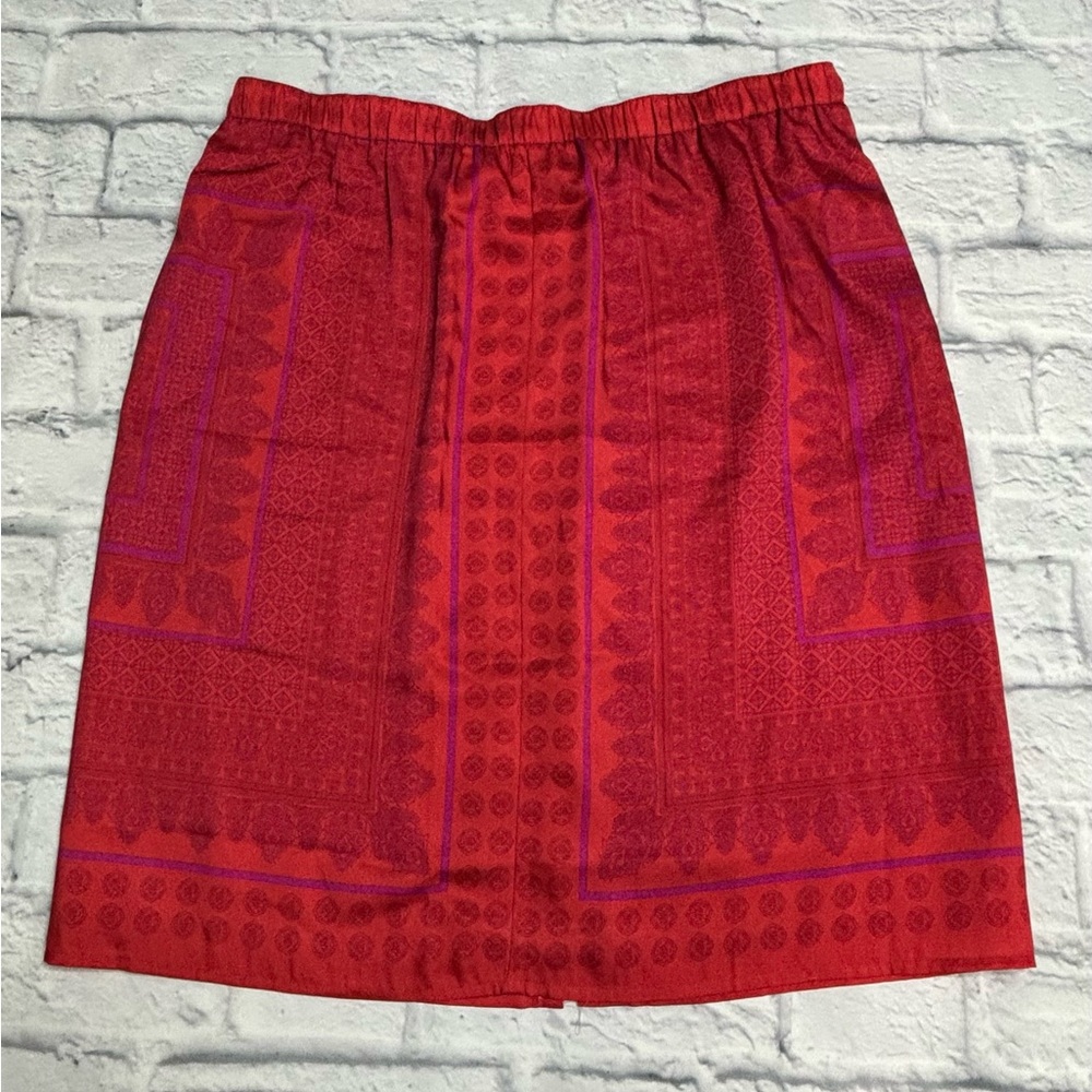 Ann Taylor Red Pencil Skirt with Purple Accents